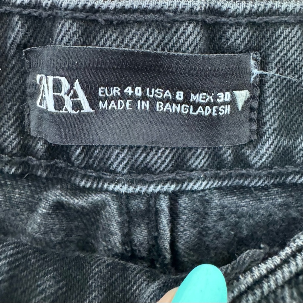 Zara Loose Fit  Wide Leg Crop Length Black Jeans Sz 8 - Picture 8 of 11